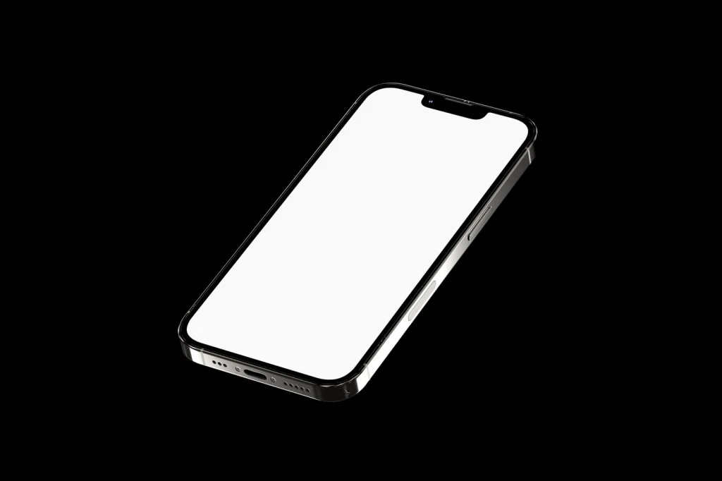 Close-up view of a smartphone displaying a product photo with background being removed by AI, showing before and after comparison on split screen, clean white desk surface with coffee cup visible, soft natural lighting from window, overhead flat-lay perspective, tech lifestyle photography