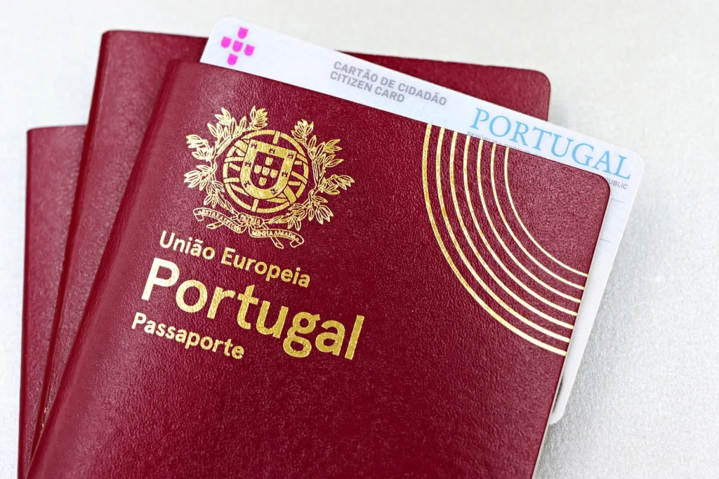 Grid layout of various official identification documents including passport, driver license, student ID cards arranged on white surface, overhead flat lay view, even studio lighting, administrative photography, sharp details